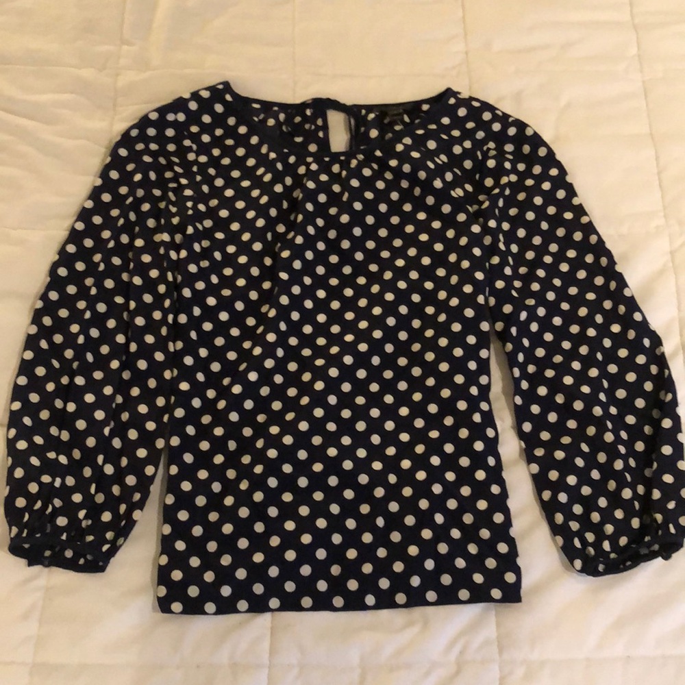J Crew navy 3/4 sleeve blouse size 6 100% silk.